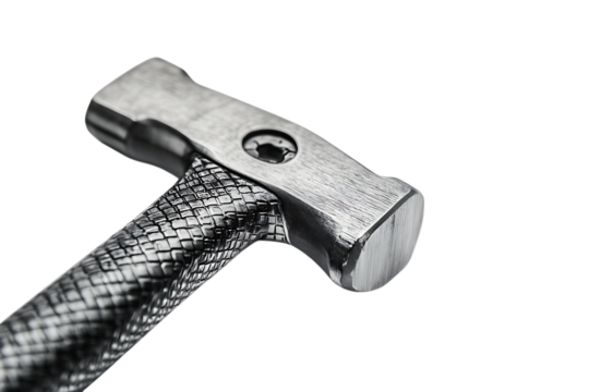 Closeup of a silver hammer, isolated on white background - Powered by Adobe