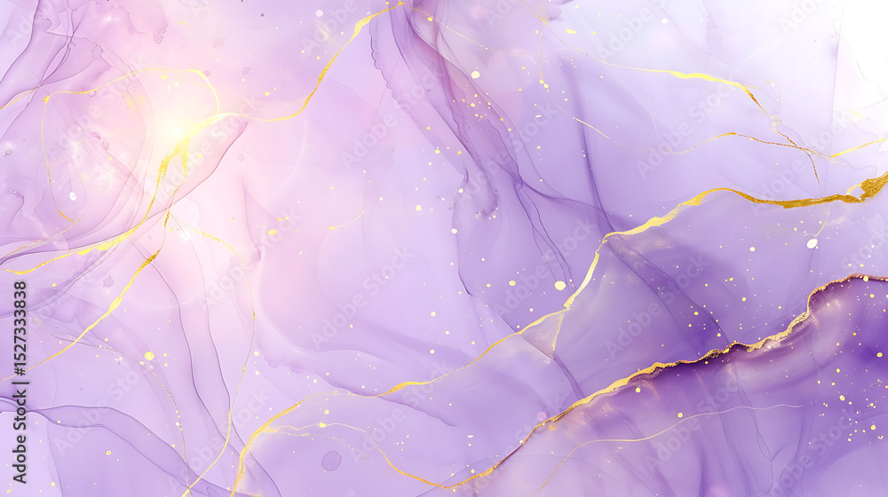 Poster abstract purple and gold fluid art background with delicate veins and swirls creating an elegant and