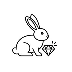 Obraz premium Line art rabbit with diamond illustration