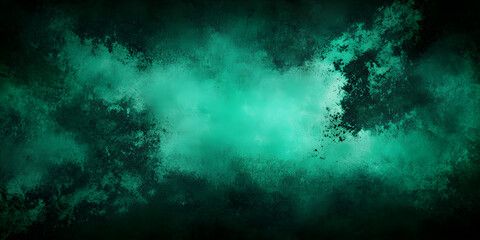 Green grunge gradient background with dark stains giving it a messy look.