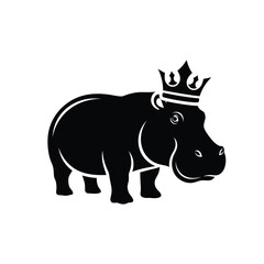 Fototapeta premium King hippopotamus silhouette crown icon design