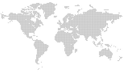 Dotted world map vector with a modern infographic aesthetic. Covers all continents with clear visual structure. Realistic vector dotted world map feathering abstract country boundary © Afifa Tazrimin