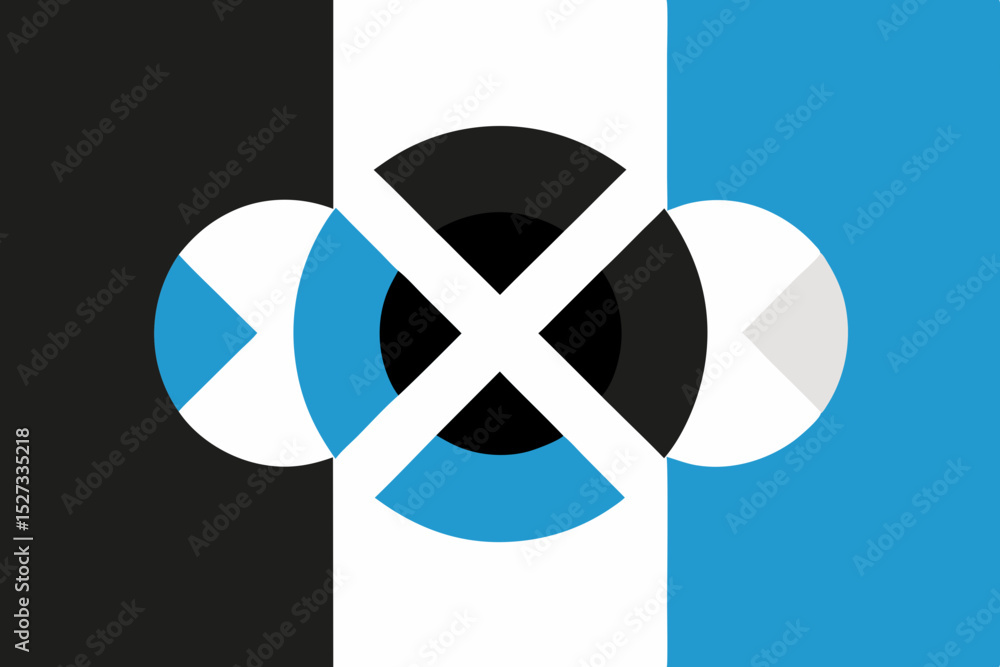 Poster abstract geometric design with intersecting circles and bold colors