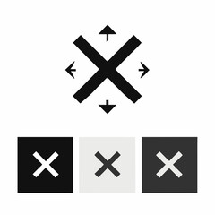 Obraz premium Abstract Geometric Cross Symbol with Directional Arrows and Variations