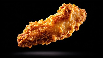 Crispy Fried Chicken Tender Closeup Studio Shot Delicious Golden Brown Breaded Meat Food Photography