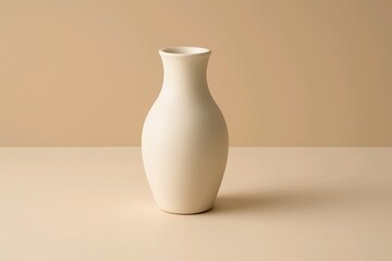 Minimalist Ceramic Vase on Beige Background