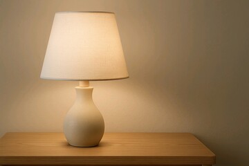 Warm Table Lamp on Wooden Surface