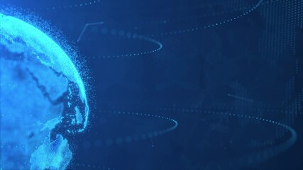 3D Earth Particles , Tech Earth Globalization networking, line lights transmit data, Transfer speed data internet - Powered by Adobe