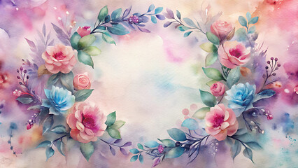 Fototapeta premium iridescent floral wreaths on ethereal watercolor