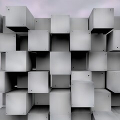 Abstract metal box wall