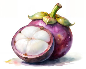 mangosteen with white pulp and purple shell