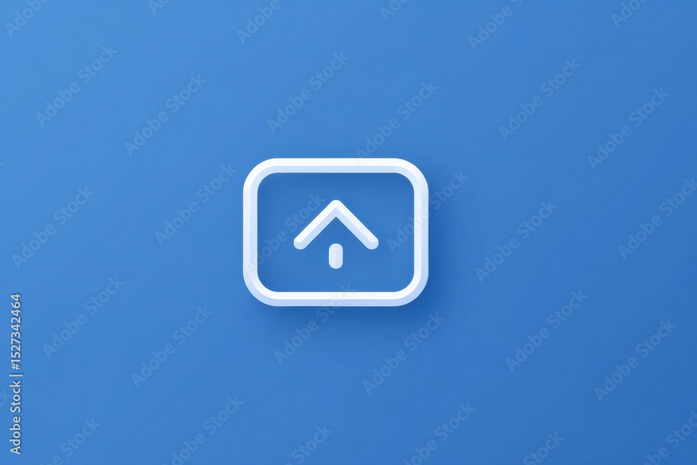 Poster Upload Icon Stuck in Motion With Open Side Against a Blue Background Highlighting Digital Activity