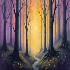  glowing night  forest
