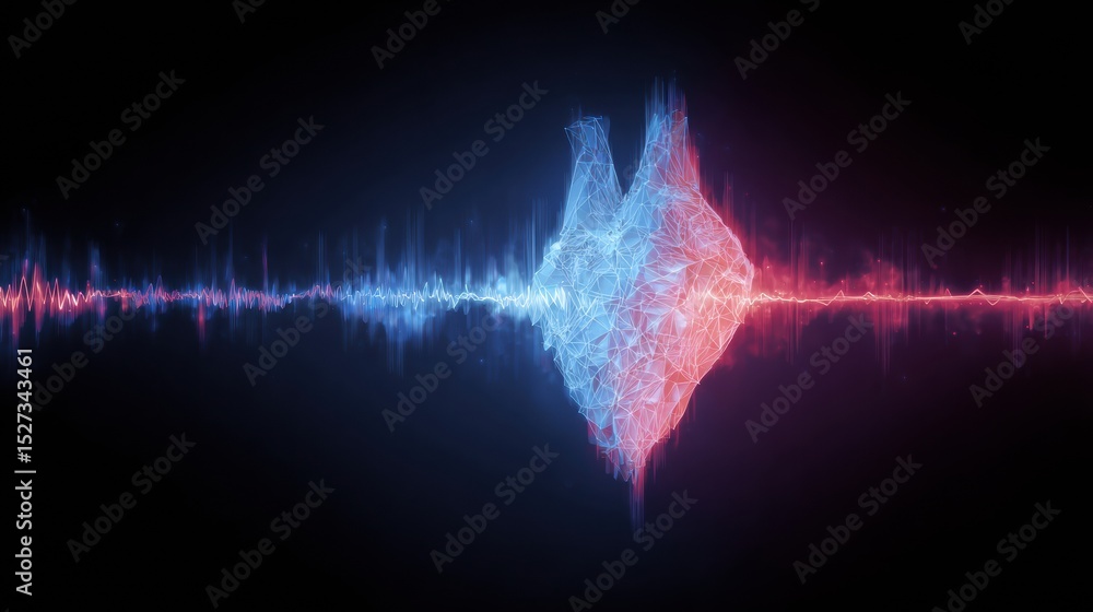 Aufkleber EKG Line Transitioning Into a Heart Graphic With a Fading Effect in a Dark Background