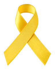 Yellow awareness ribbon isolated on transparent background