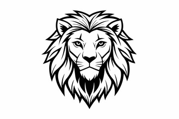 Fototapeta premium Majestic Lion Head Illustration Black and White Design