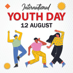 International Youth Day 12th August Celebration Vector Illustration