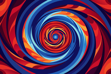 Abstract swirling vortex of red and blue fire energy