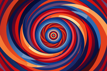 Abstract swirling vortex of vibrant red orange and blue hues