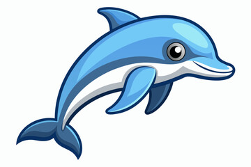 Fototapeta premium Adorable Cartoon Dolphin Leaping Ocean Animal Illustration