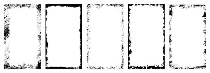 Grunge Vertical Frame 16:9 Texture Set - Distressed Rough Border Overlays for Photo Edges and Vintage Design Elements