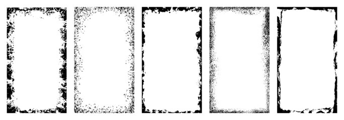 Grunge Vertical Frame Texture Set - 16:9 Distressed Rough Border frame photo damaged Overlays for Photo Edges and Vintage Design Elements
