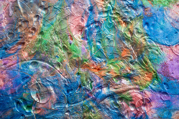 Original abstract composition showcasing handmade paint texture, brushwork detail, and creative visual expression