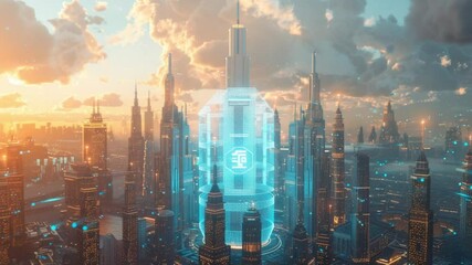 city ​​with very detailed and perfect holographic - Powered by Adobe