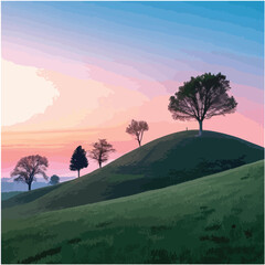 landscape with trees and mountains