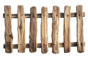 Rustic Wooden Fence isolated on a transparent background