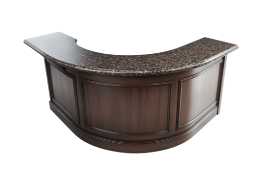 Elegant curved bar with granite top, isolated on transparent background