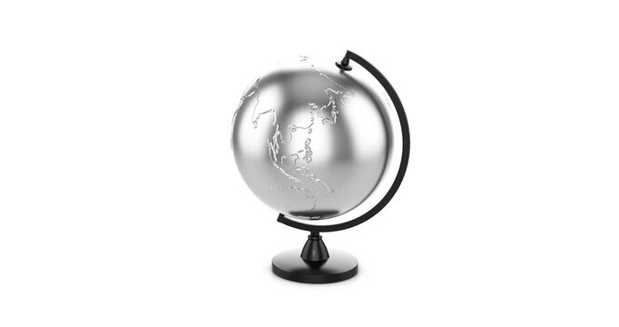 Rotating silver globe