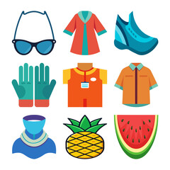 Vector cartoon fruit and vegetable icon collection for Christmas holiday food design