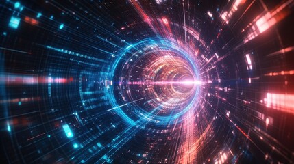 Fototapeta premium quantum encryption using quantum teleportation for data transfer, impossible to intercept without detection, outperforming all classical cryptographic systems.