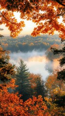 Autumn fall forest and lake