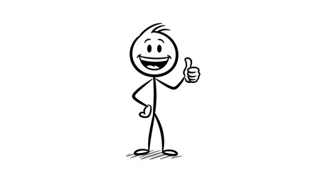 Fototapeta premium Positive Vibes Only: A Cheerful Stick Figure Conveying Optimism, Approval, and Simple Joy, Perfect for Injecting Positivity Into Any Project.