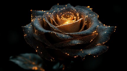 A glowing, dark rose