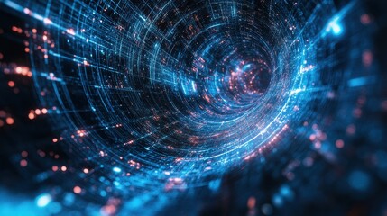 Obraz premium quantum secured internet transmitting data with entangled particles, preventing eavesdropping completely, representing the future of safe communication.