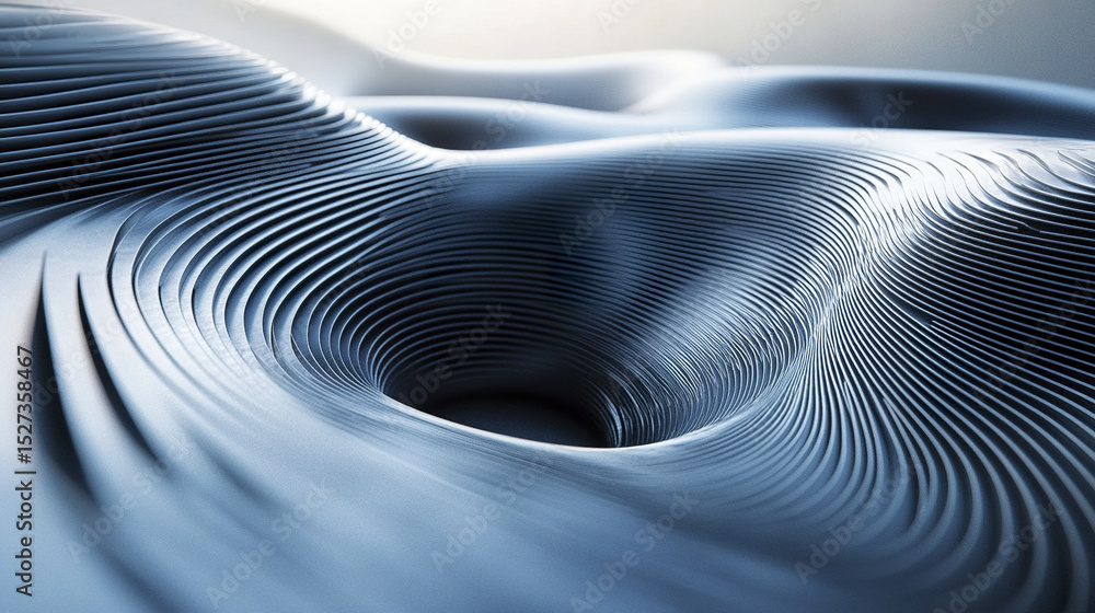 Poster curved metal sheets create mesmerizing pattern, evoking sense of tranquility and depth