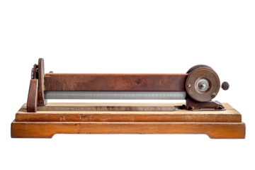 Vintage wooden paper cutter isolated on transparent background