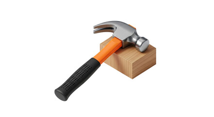 Hammer Time: A Clean, Modern Illustration of a Classic Claw Hammer Resting on a Wooden Block, Perfect for Construction, DIY, and Home Improvement Projects, Presented on a Minimalist Black Background.