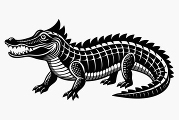 Fototapeta premium Stylized Alligator Skeleton Illustration Black and White Design