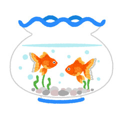 金魚鉢のイラスト