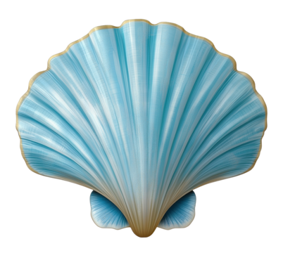 Natural blue seashell isolated on transparent background - Powered by Adobe