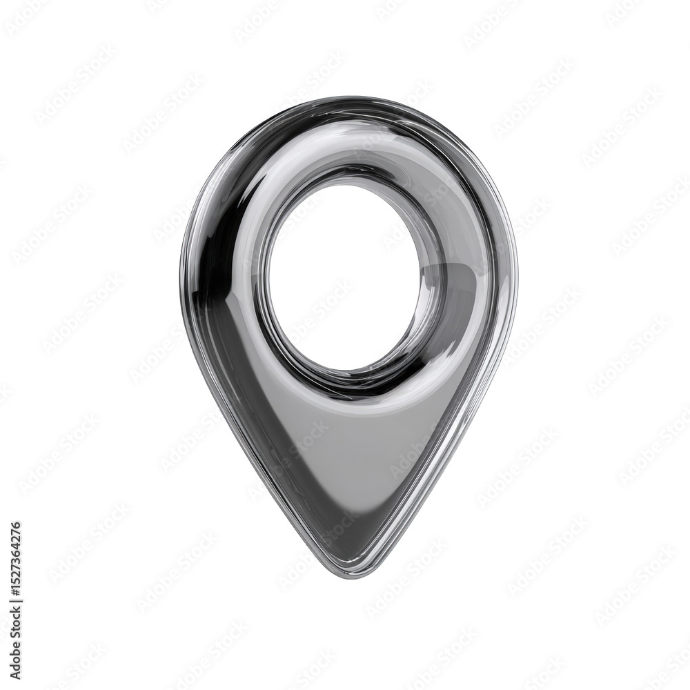 Poster transparent glass location pin marker icon design modern 3d render isolated on for website applicati