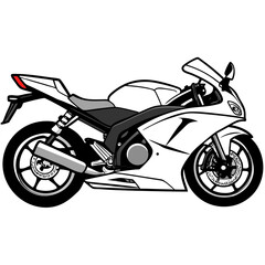 Obraz premium White and Black Sportbike Motorcycle Side View Illustration