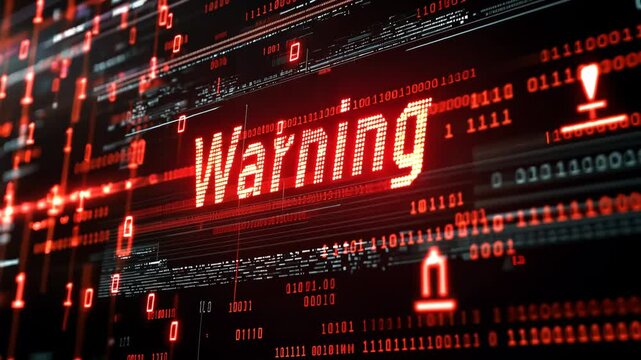 Warning Text with Cyber Attack Glitch/警告テキストとサイバー攻撃グリッチ2