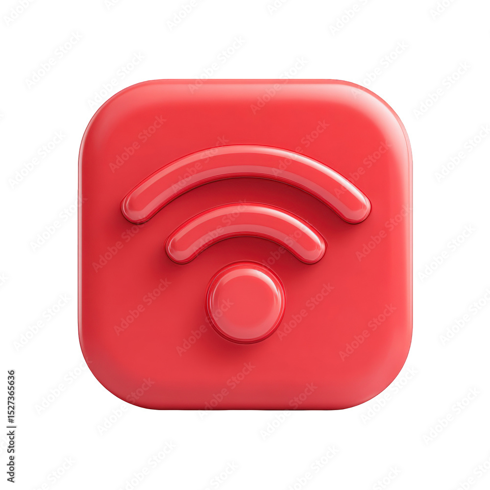 Poster red rounded square wifi icon digital technology symbol internet connection wireless network graphic 