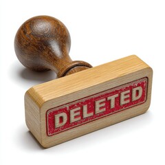 Wooden deleted stamp isolated on white background