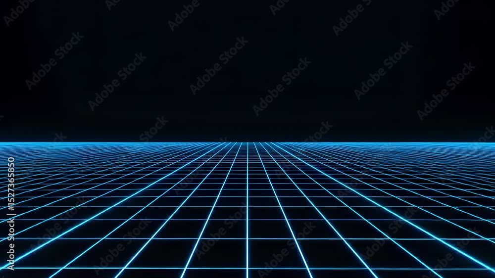 Poster abstract blue neon grid pattern on dark background